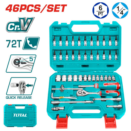 46 Pcs 1/4" socket set