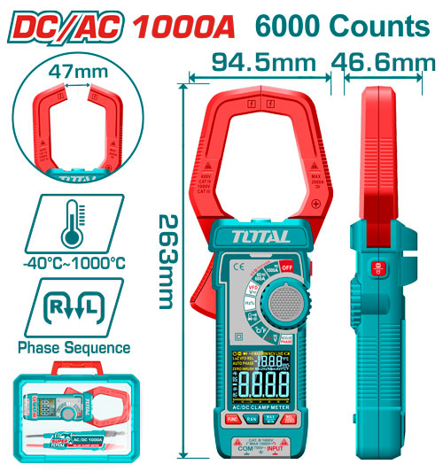 1000A/1000V/60mF AC/DC كلامبميتر ديجيتال