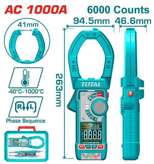 1000A/1000V/60mF AC كلامبميتر ديجيتال