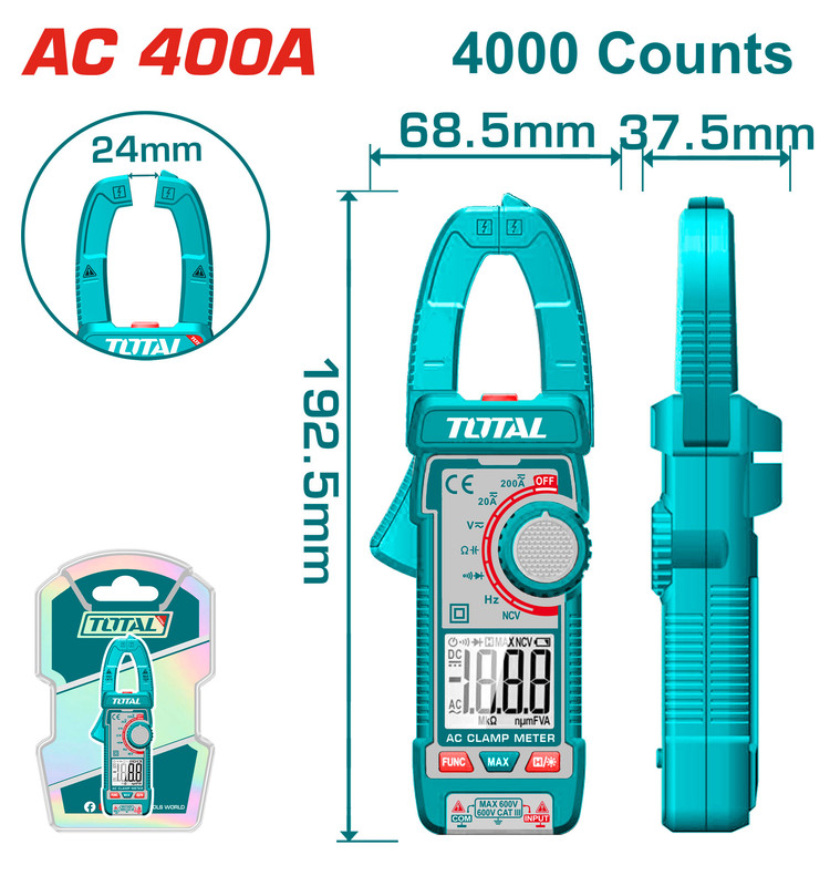 400A/600V/4mF AC كلامبميتر ديجيتال