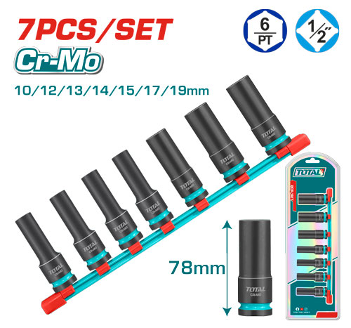 [THKISD12073L] 7 Pcs 1/2"DR. Impact طقم طربوش غميق
