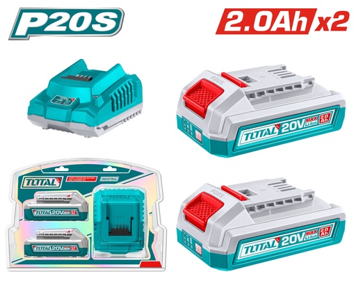 [TFBCPK2212] 20VX2X2.0AH مجموعة بطاريات مع شاحن