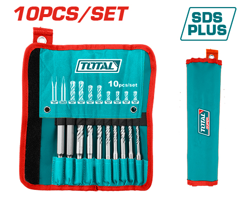 [TACSD19101] 10PCS SDS PLUS طقم (ريش-شوكة-ازميل)