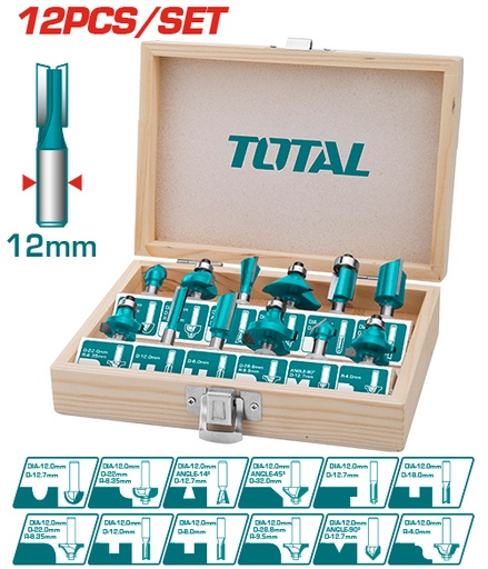 [TACSR2121] 12 Pcs 12 mm    طقم ريش راوتر