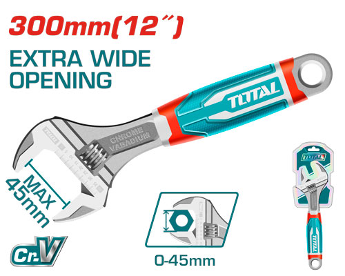 [THT101126] 12" مفتاح انكليزي مسكة كوتشوك 0-41 ملم
