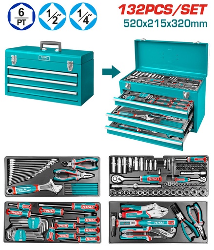 [THPTCS71321] 132 Pcs طقم شنطة عدة حديد درج