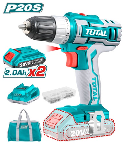 [TDLI2002] 20V 2.0Ah  مقدح بطاريتين ليثيوم شنطة صناعي (راس شد)