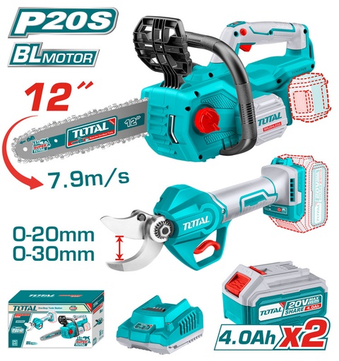 [TOSLI230703] 20VX2BX1C مجموعة منشار حطب+مقص شحالة عالبطارية