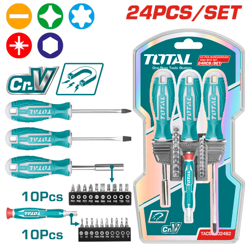 [TACSD302462] 24PCS طقم مفك براغي/مفك نواعم