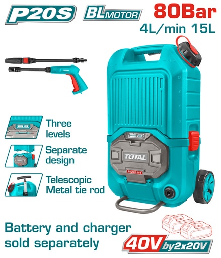 [TPWLI4006] 40VX80BarX15L مضخة غسيل صناعية عالبطارية مع خزان