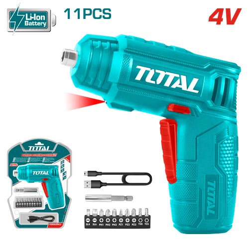 [TSDLI0402] 4V مفك بطارية + رؤوس مفكات