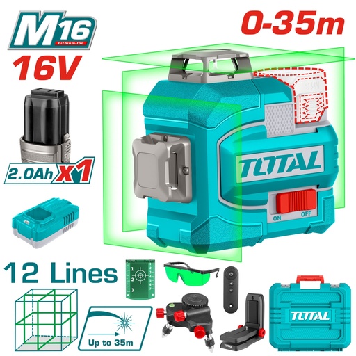 [TLL301201] 16V 3DX360° Green ليزر شقلة كل الاتجاهات+ريموت كونترول