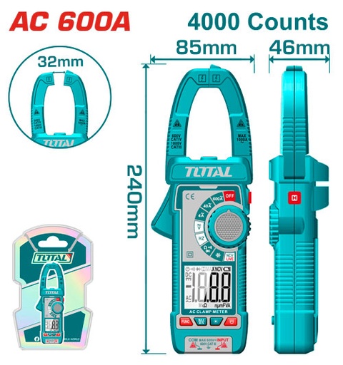 [TMT766001] 600A/600V/40mF AC كلامبميتر ديجيتال